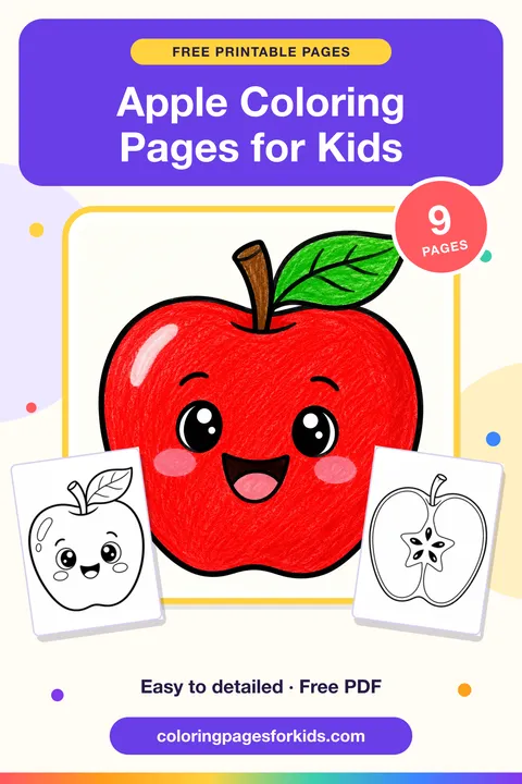 Apple Coloring Pages for Kids: 9 free printable coloring pages
