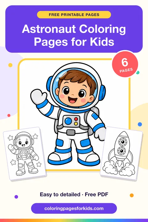 Astronaut Coloring Pages for Kids: 6 free printable coloring pages