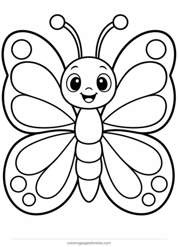 Butterfly coloring page of a simple craft template butterfly, easy printable for ages 3-5