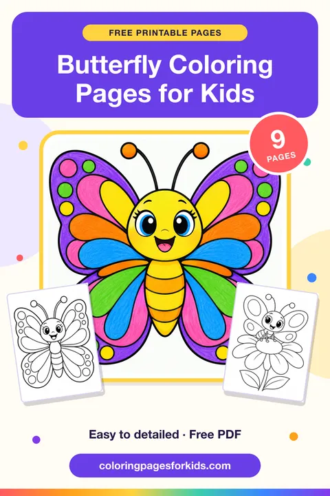 Butterfly Coloring Pages for Kids: 9 free printable coloring pages