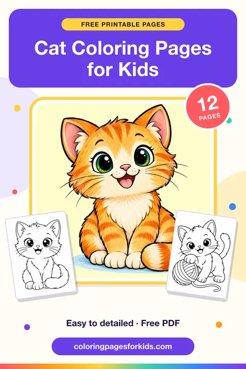 Cat Coloring Pages for Kids: 12 free printable coloring pages
