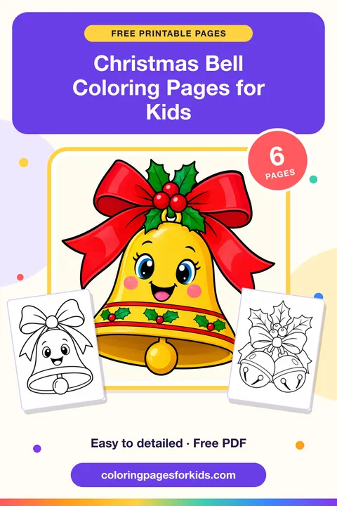 Christmas Bell Coloring Pages for Kids: 6 free printable coloring pages