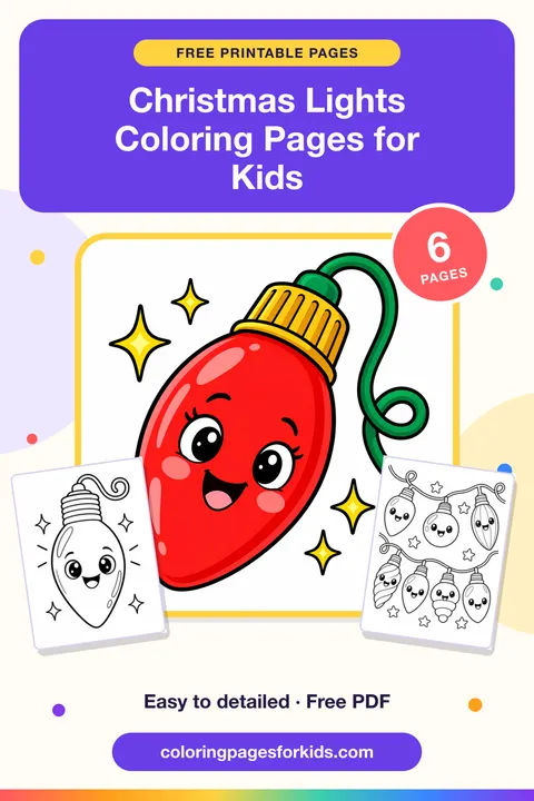 Christmas Lights Coloring Pages for Kids: 6 free printable coloring pages