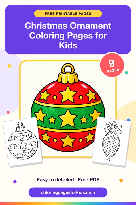 Christmas Ornament Coloring Pages for Kids: 9 free printable coloring pages