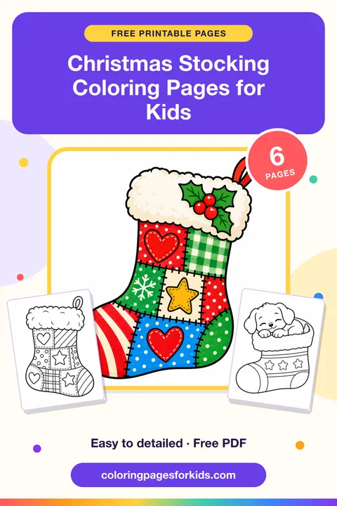 Christmas Stocking Coloring Pages for Kids: 6 free printable coloring pages