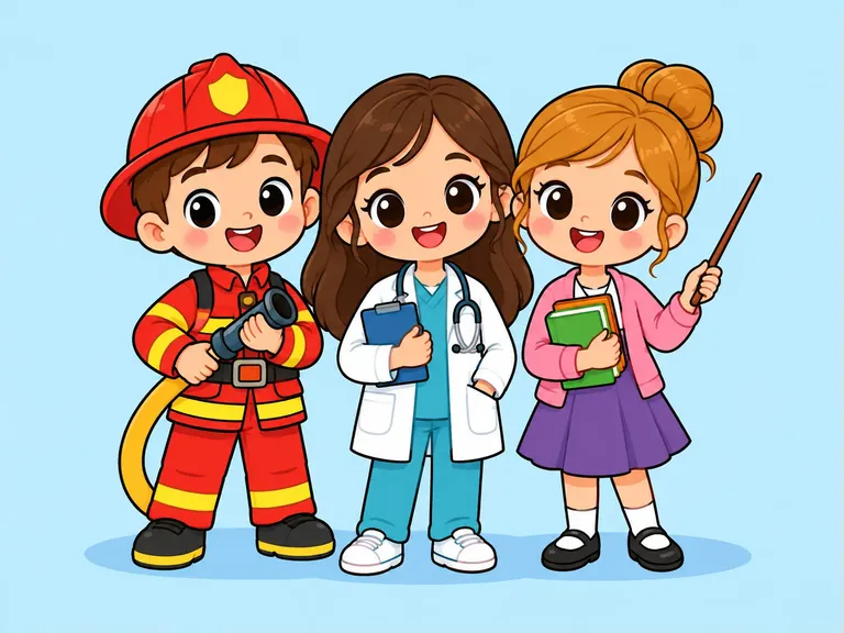 Cartoon illustration for the Jobs & Community Helpers category
