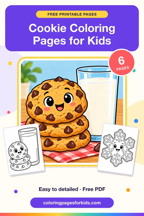 Cookie Coloring Pages for Kids: 6 free printable coloring pages