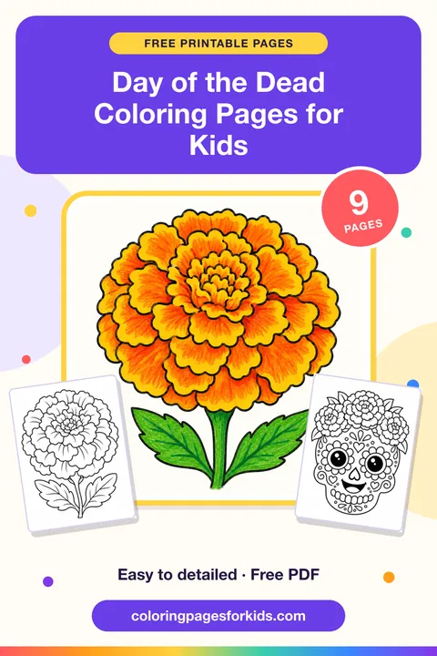 Day of the Dead Coloring Pages for Kids: 9 free printable coloring pages