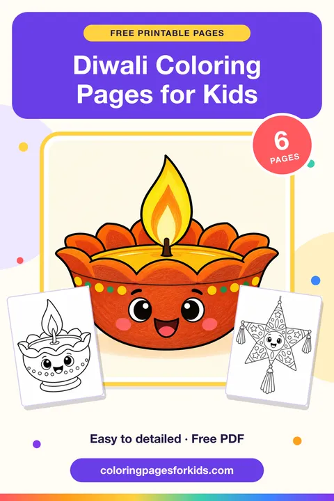 Diwali Coloring Pages for Kids: 6 free printable coloring pages