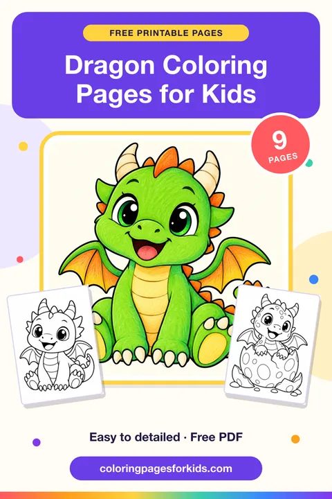 Dragon Coloring Pages for Kids: 9 free printable coloring pages