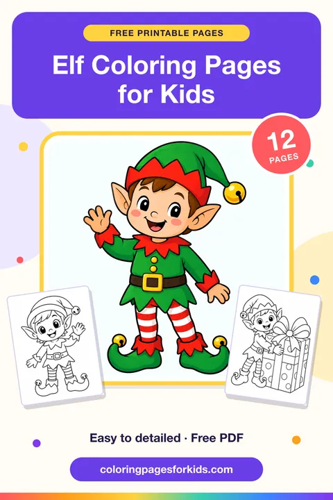 Elf Coloring Pages for Kids: 12 free printable coloring pages