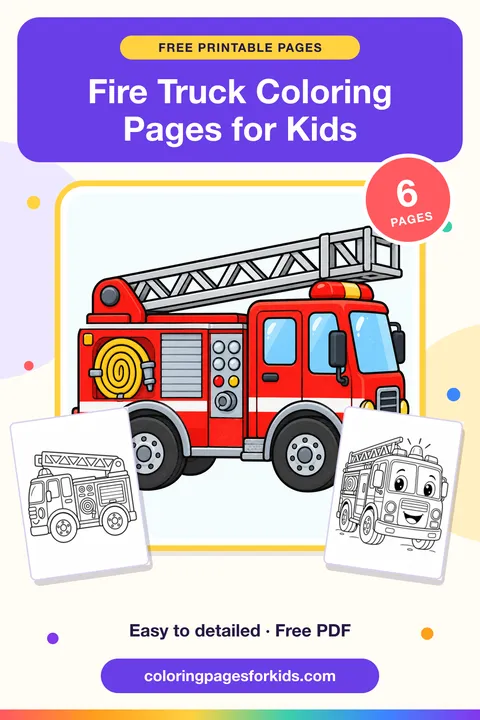 Fire Truck Coloring Pages for Kids: 6 free printable coloring pages