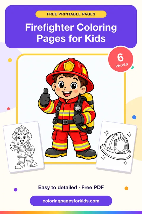 Firefighter Coloring Pages for Kids: 6 free printable coloring pages