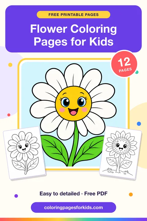 Flower Coloring Pages for Kids: 12 free printable coloring pages