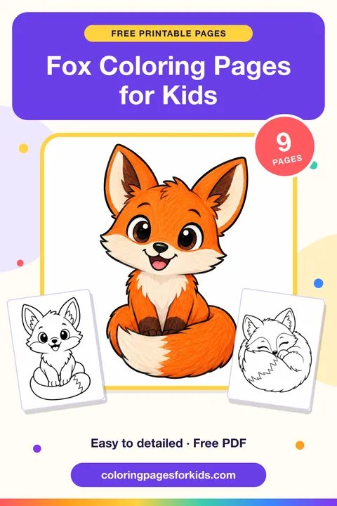 Fox Coloring Pages for Kids: 9 free printable coloring pages