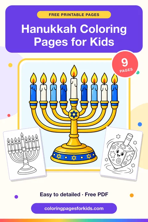 Hanukkah Coloring Pages for Kids: 9 free printable coloring pages