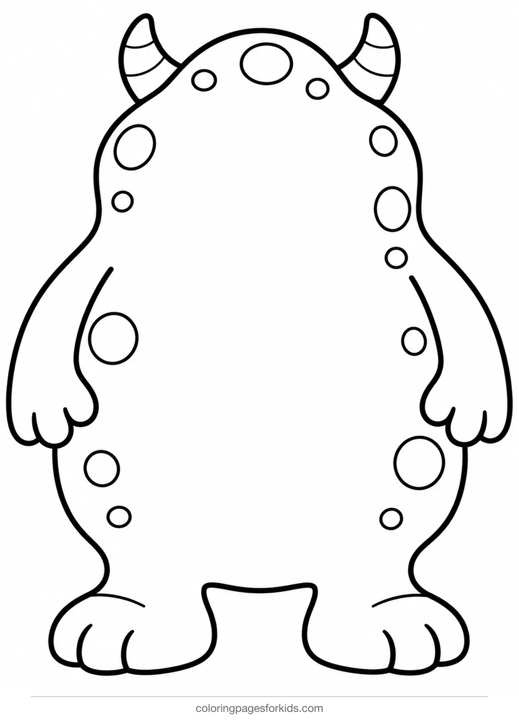 Monster coloring page of a build-a-monster template, easy black-and-white printable for ages 3-5