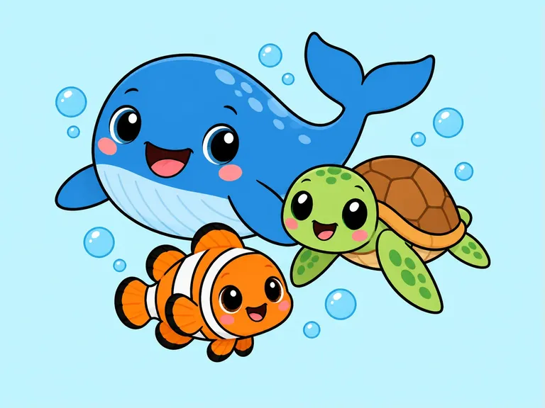 Cartoon illustration for the Ocean & Sea Life category