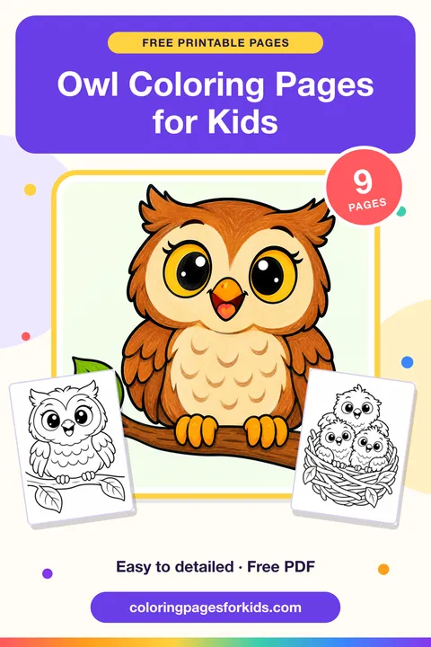 Owl Coloring Pages for Kids: 9 free printable coloring pages