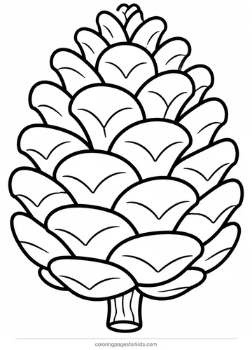 Pinecone coloring page of one big simple pinecone, easy printable for ages 3-5