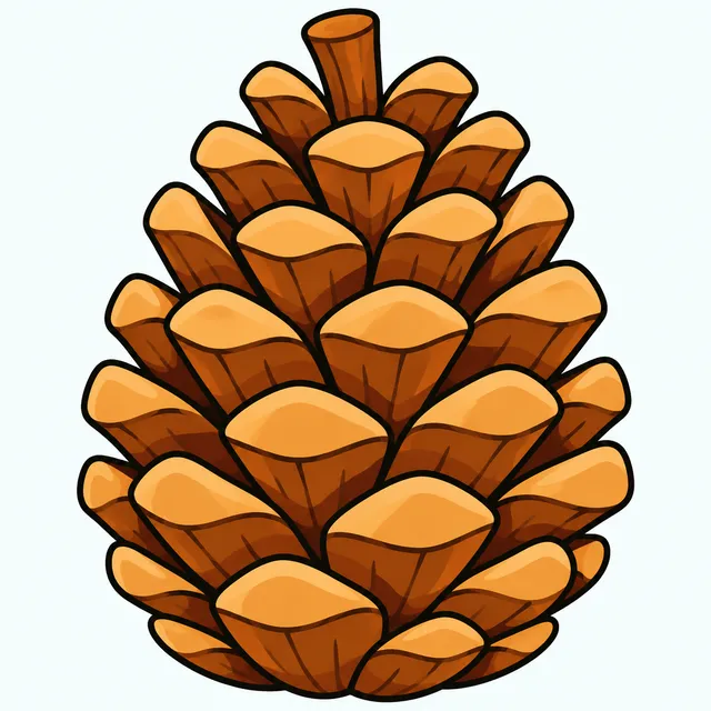 Colored example of a big simple pinecone for kids