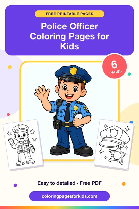 Police Officer Coloring Pages for Kids: 6 free printable coloring pages