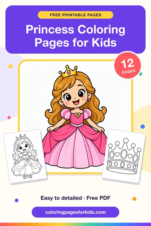 Princess Coloring Pages for Kids: 12 free printable coloring pages