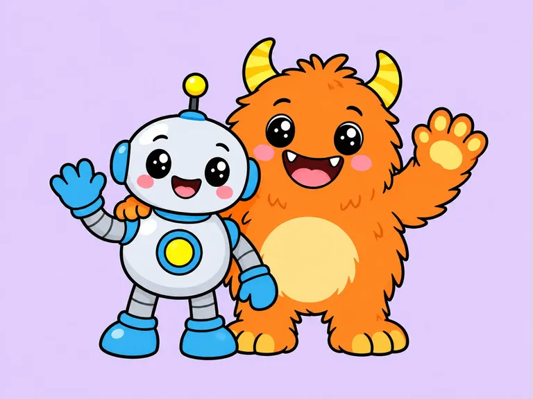 Cartoon illustration for the Robots & Friendly Monsters category