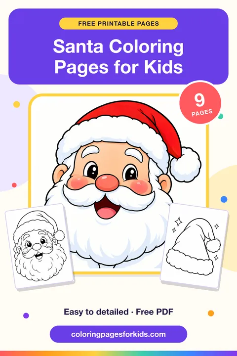 Santa Coloring Pages for Kids: 9 free printable coloring pages