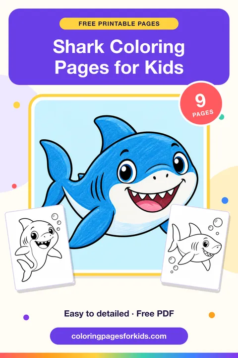 Shark Coloring Pages for Kids: 9 free printable coloring pages