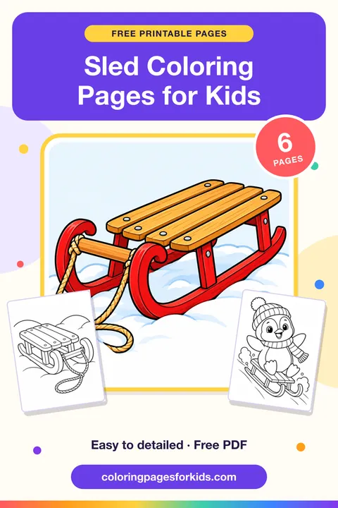 Sled Coloring Pages for Kids: 6 free printable coloring pages