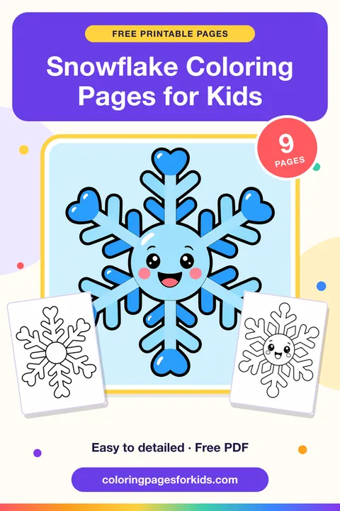 Snowflake Coloring Pages for Kids: 9 free printable coloring pages