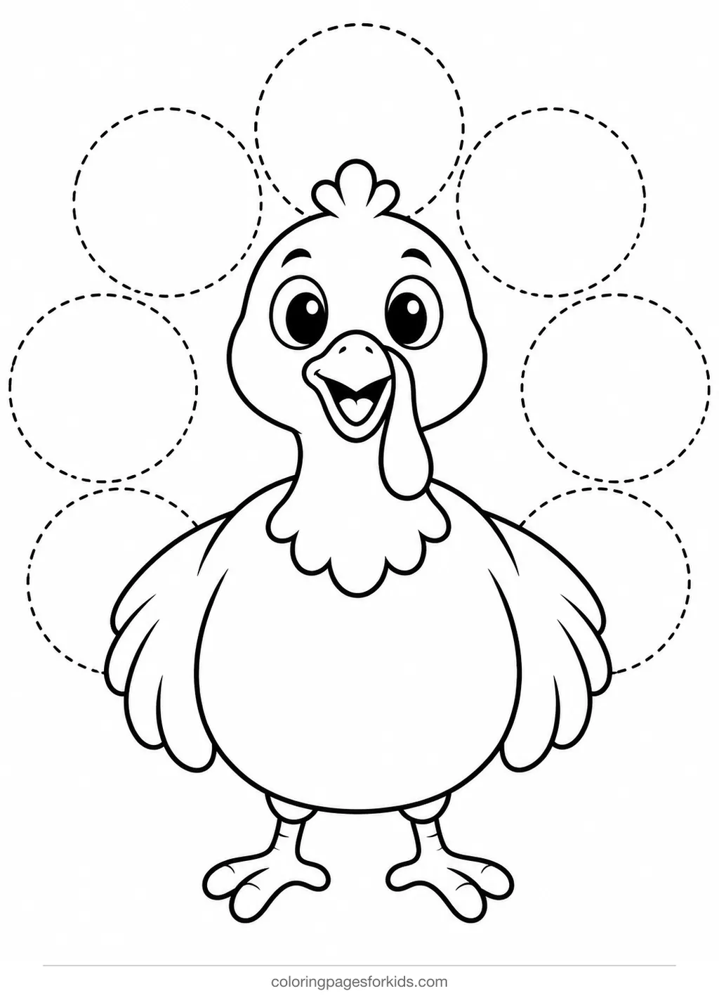 Turkey coloring page of a blank feather template, easy black-and-white printable for ages 3-5