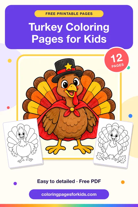 Turkey Coloring Pages for Kids: 12 free printable coloring pages